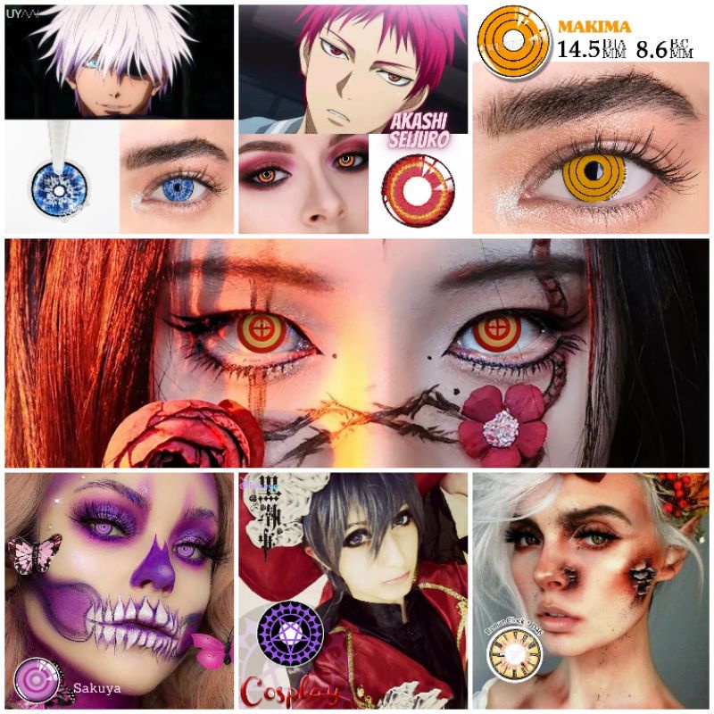 (◍•ᴗ•◍) Softlens Karakter Cosplay Anime Halloween Kurumi Ciel Sakuya gojo akashi hutao