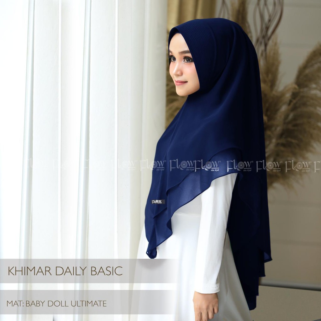 Jilbab Khimar Daily Basic Ori Flow-NAVY