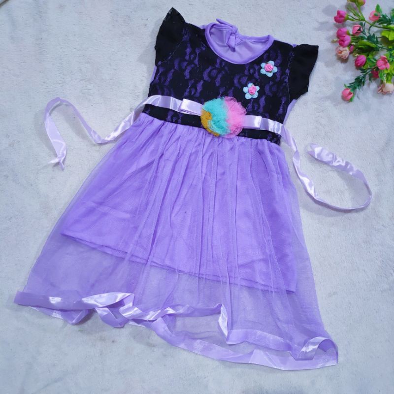 Dress anak cewek 1 2 tahun baju anak perempuan tutu ( dress brukat hitam tali )