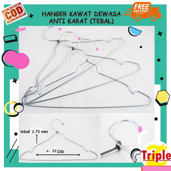 Gantungan Hanger Kawat Dewasa Tebal Anti Karat