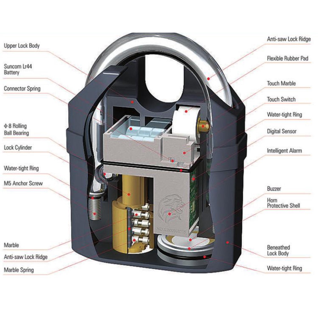 [ASLI] Padlock Gembok Alarm Anti Thief Aman Original