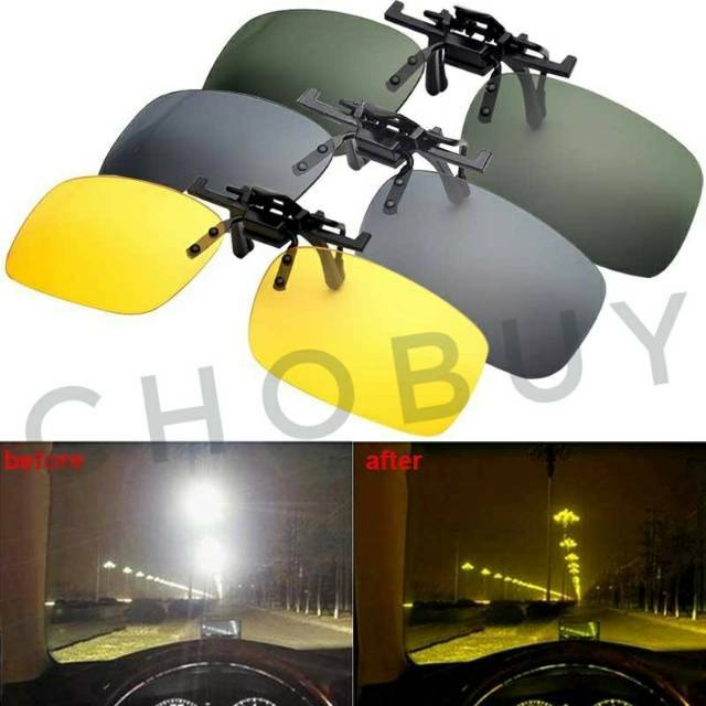 Kaca mata anti silau untuk berkendara malam hari Clip On clip Up lensa POLARIZED Night view glass