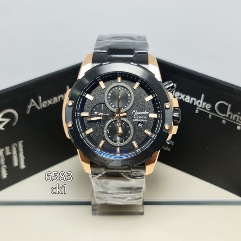 Jam tangan pria rantai Alexandre Christie AC6583MC 6583 ORIGINAL BERGARANSI RESMI