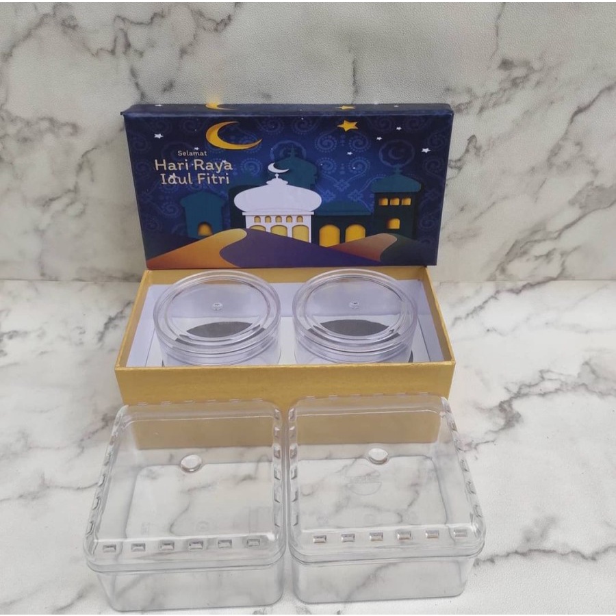 

Hard Box Tema Idul Fitri Biru / hampers / kue kering