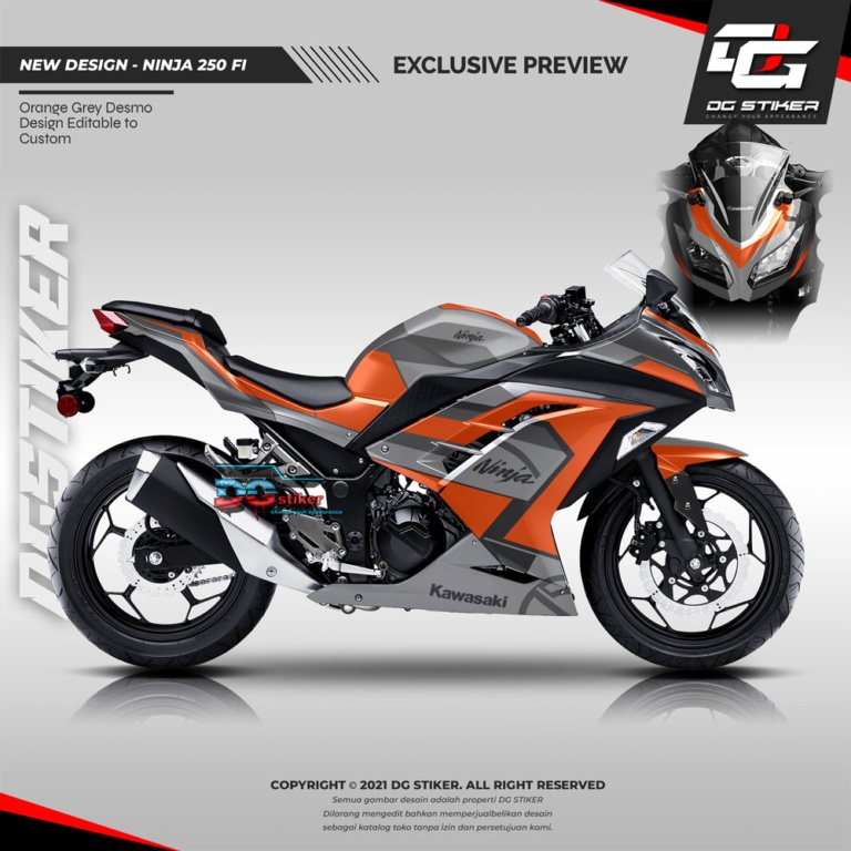 Decal Stiker Ninja 250 FI Abu Orange Desmo
