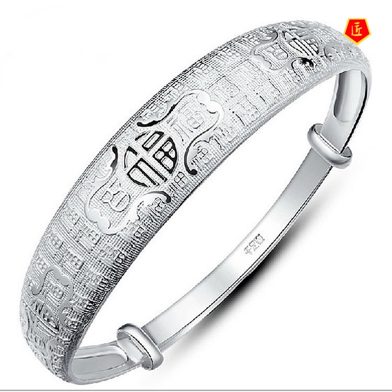 [Ready Stock]Simple Ethnic Style Auspicious Silver Bracelet