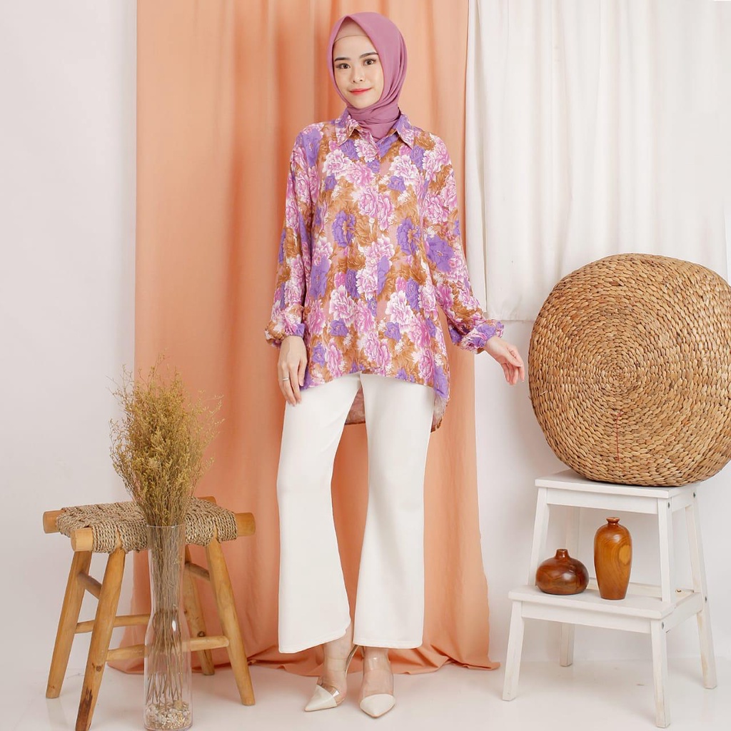 VS GG - baju KEMEJA BUNGA BUNGA jumbo wanita ZAHRA ZAHRA