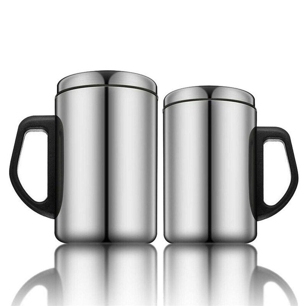 [Elegan] Mug Kopi500/350ml Praktis Travel Tutup Thermal Double Walled Camping Water Bottle