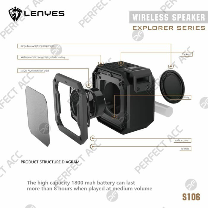 LENYES BLUETOOTH SPEAKER S106 WATERPROOF