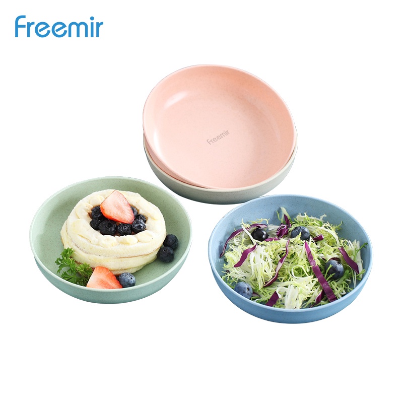 Freemir Set 4 Pcs/ Wheat Straw /Jerami Gandum /Warna Warni/ Dinner Plate Piring/ Makan Piring-1