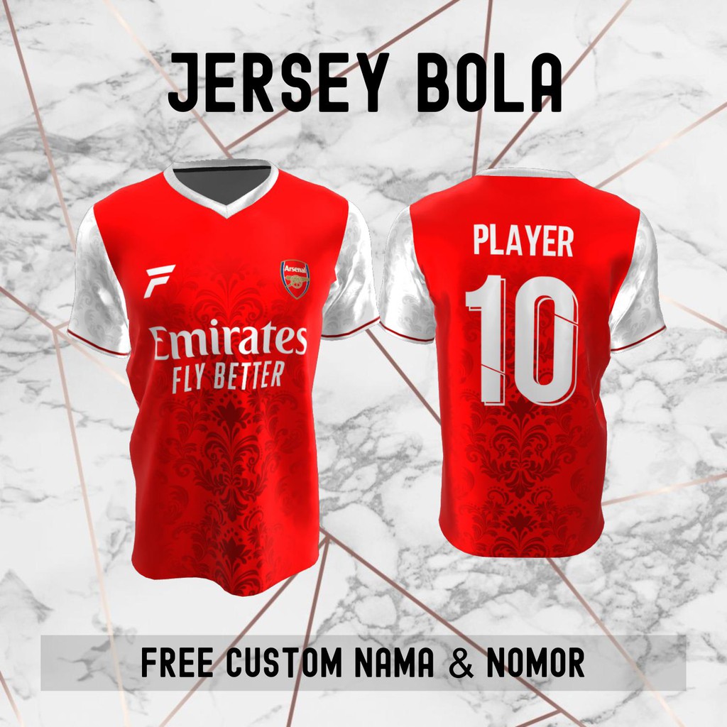 Jersey Batik Arsenal Klub Bola Baju Kaos Custom Nama dan Nomor Punggung - 397