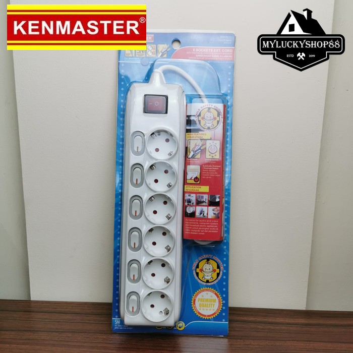 KenMaster Stop Kontak / Colokan Listrik 6 Socket / Lubang On Off F166