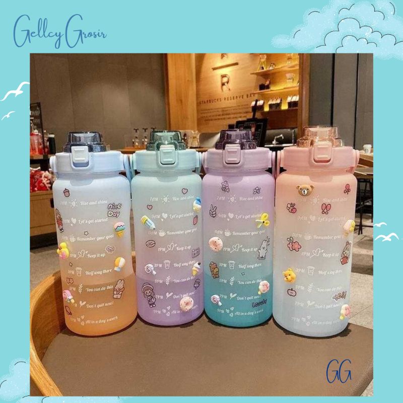 BOTOL MINUM JUMBO 2 LITER GRADASI MOTIVASI | BOTOL MINUM MOTIVASI