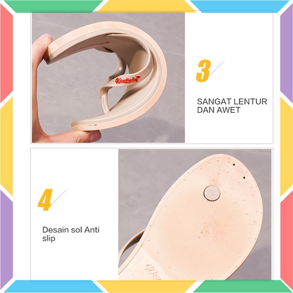 1001-2 Sandal Japit Jelly Wanita Wonderly Sendal Cewek Doff Polos Alas Karet Nyaman Glanzton