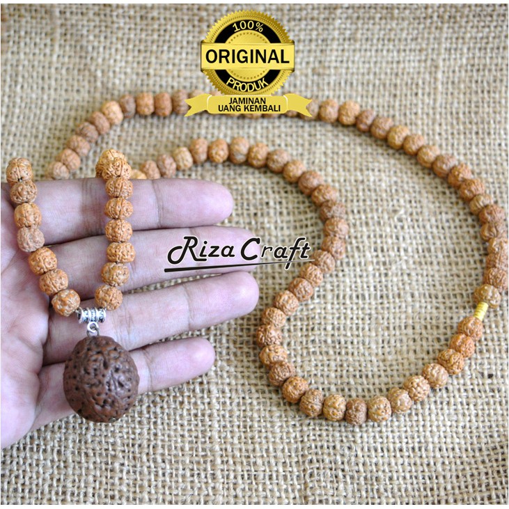 Kalung Natural Herbal Biji Jenitri Genitri Rudraksha Asli Unik ukuran Kecil untuk Pria Wanita by Riz