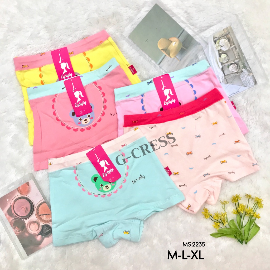 LIDILY - Boxer Anak Perempuan 4 5 6 Tahun Katun Motif Kartun Celana Dalam Anak Cewek Murah CD Anak T