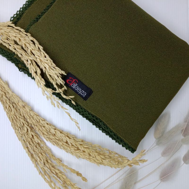 PASHMINA CROCHET EMBRIODERY / PICOT DIAMOND STRETCH-Olive