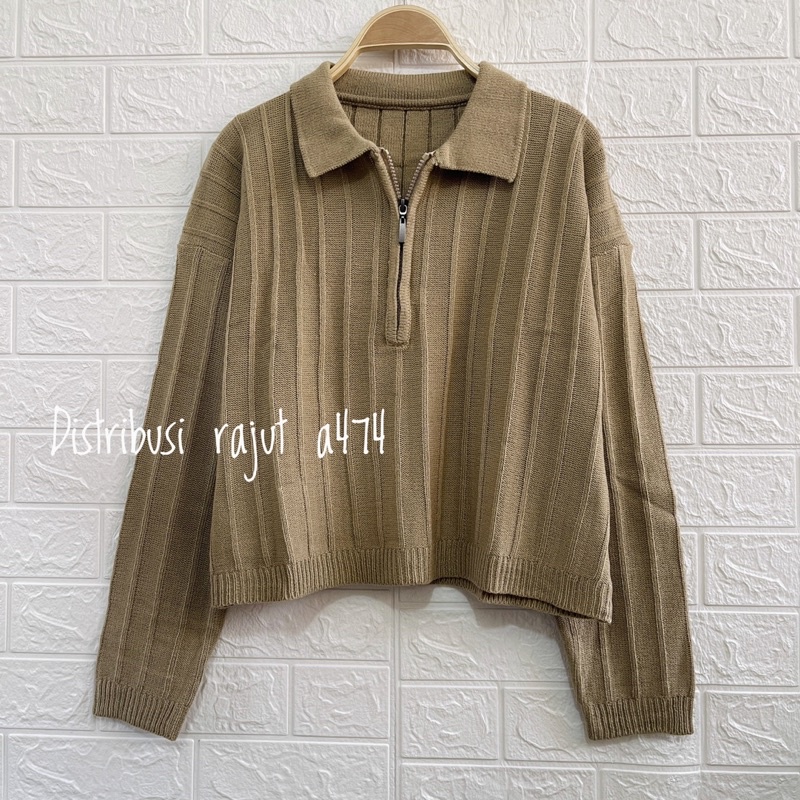 MIKI KNIT CARDIGAN RAJUT RESLETING KERAH WANITA