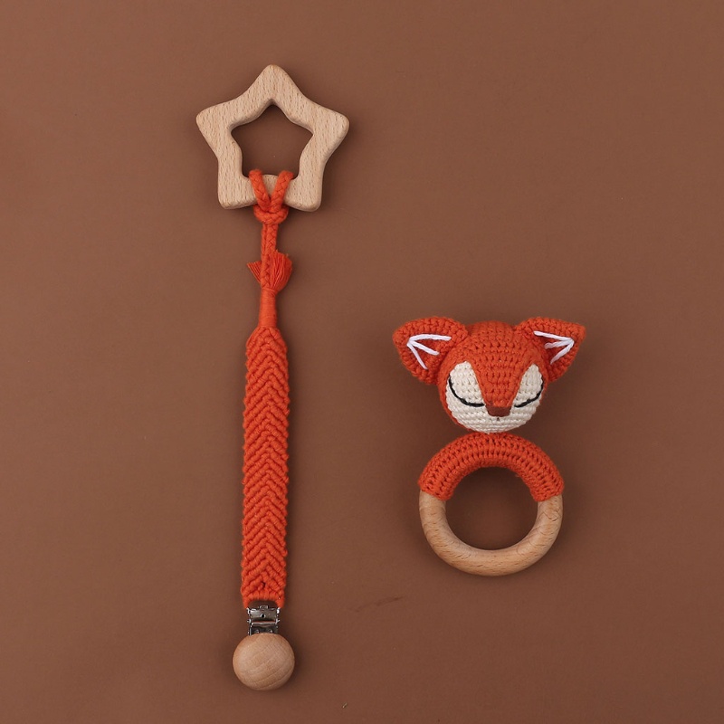 Mary 3Pcs / Set Klip / Jepit Holder Dot / Teether Bahan Kayu Beech Desain Bintang Untuk Hadiah Bayi