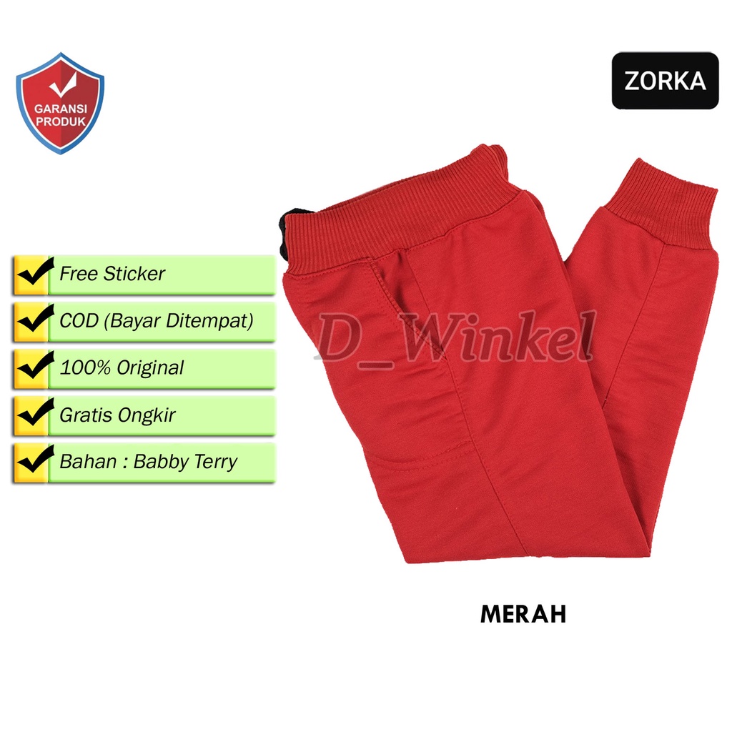 Dwinkel - Celana Jogger Pants Panjang PREMIUM Quality Merah Sangat Nyaman Untuk Anak-Anak Perempuan dan Laki laki Usia 3 - 12 Tahun