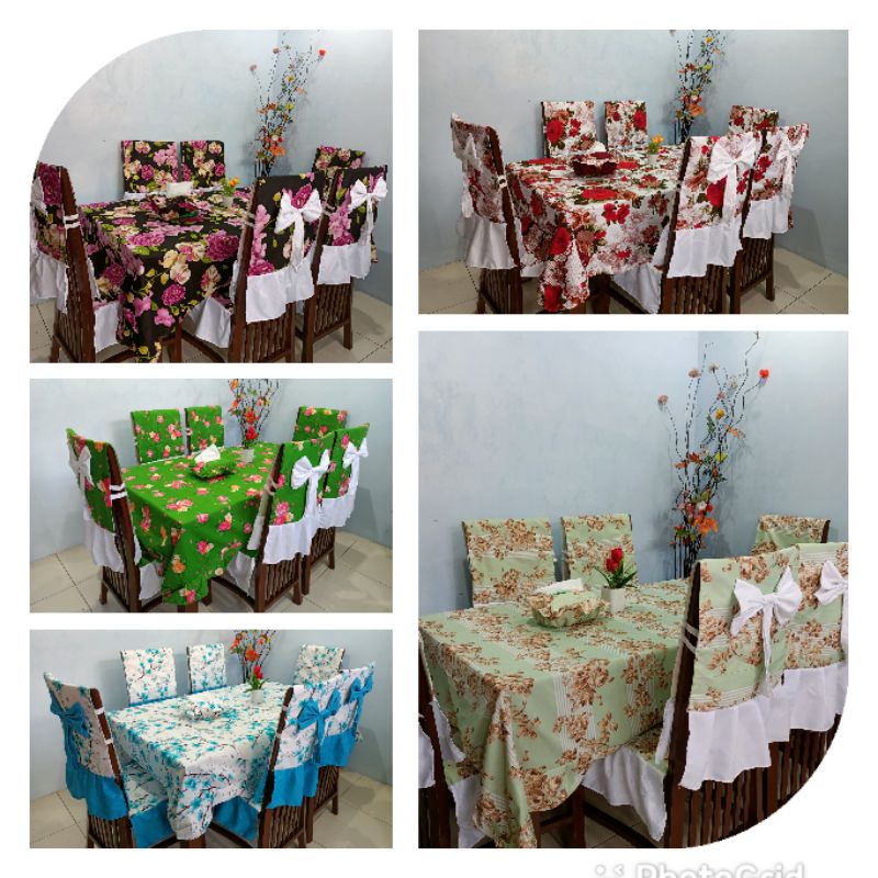 Set Sarung Kursi Meja Makan / Taplak Meja / Cover Kursi