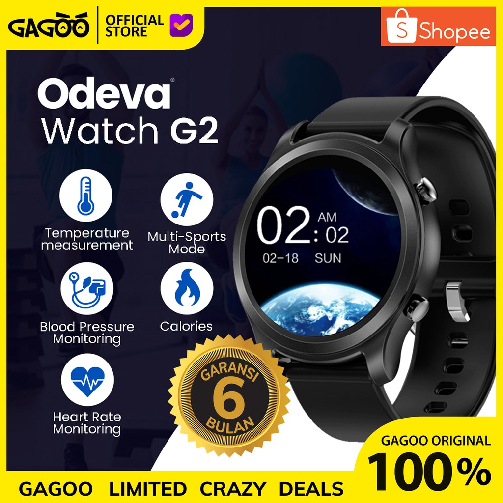 Smartwatch Original ODEVA G2 [BNIB] Jam Smartwatch Pria Thermometer + Oximeter | Garansi Resmi