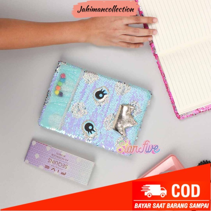 

✨ BISA COD ✨ NOTEBOOK DIARY SEQUIN STARFIVE - mermaid tosca