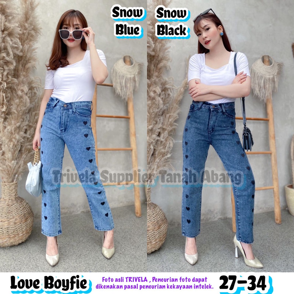 BOYFRIEND JEANS LOVE / LOVE BOYFIE / BOYFRIEND JEANS BORDIR LOVE