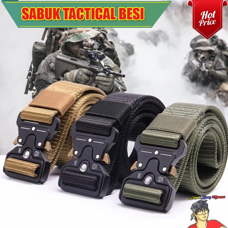 Sabuk Gesper Ikat Pinggang Pria Nylon Canvas Tactical Military Import