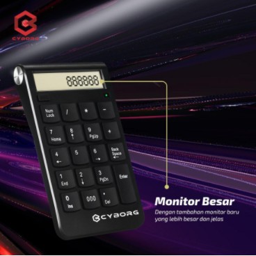 Keyboard numeric cyborg wired usb lcd display calculator 2in1 on off np-020 np020 - keypad angka