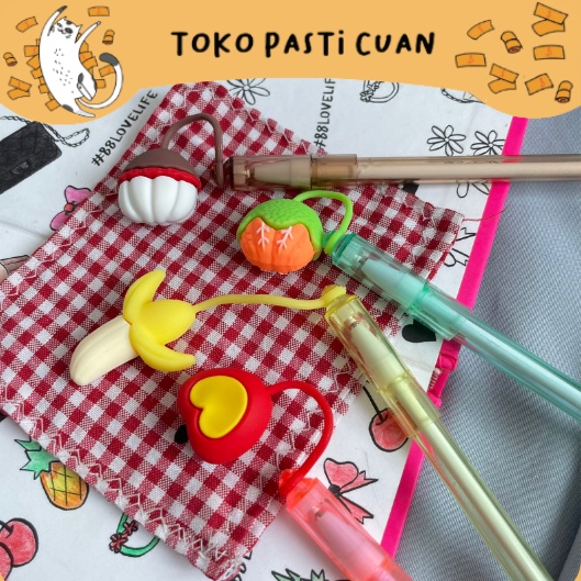

pulpen pena karakter tumbuhan buah keperluan anak sekolah bisa COD pen lucu imut keren bolpen unik fancy termurah import