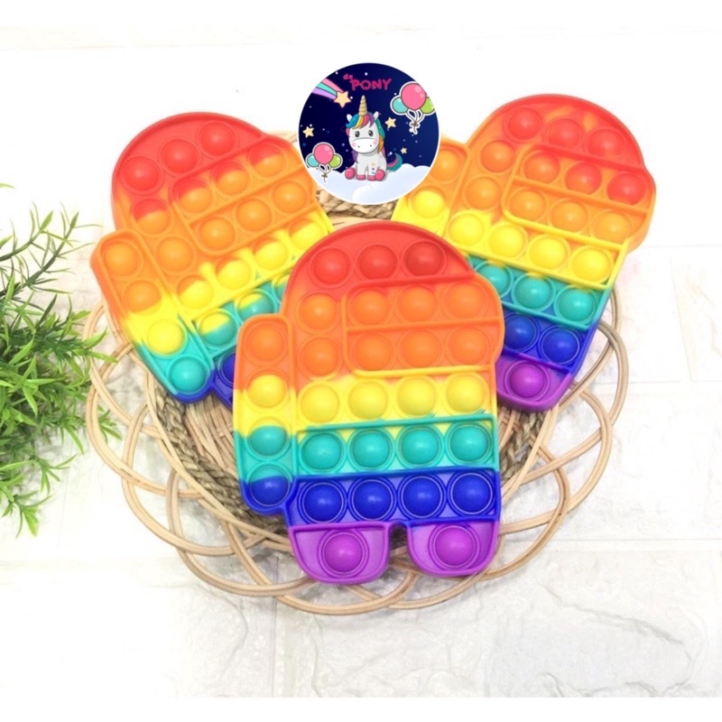 POP IT FIDGET/mainan viral tiktok/mainan pop it/mainan sensorik-AmongUs Rainbow