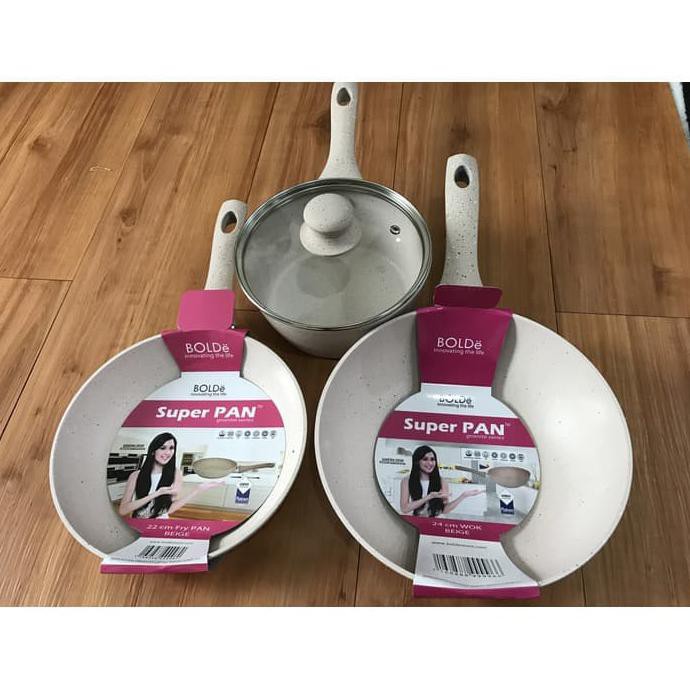 Bagus Teflon Panci Keramik 1 Set Isi 4 Fry Pan Wok Pan Souce Bagus