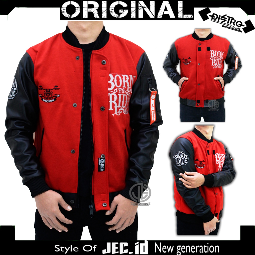 Jaket Bomber Baseball Karlit Varsity Merah To Ride Distro JEC ID