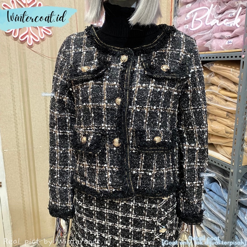 Tweed coat wanita jacket import korean style autumn premium Lara