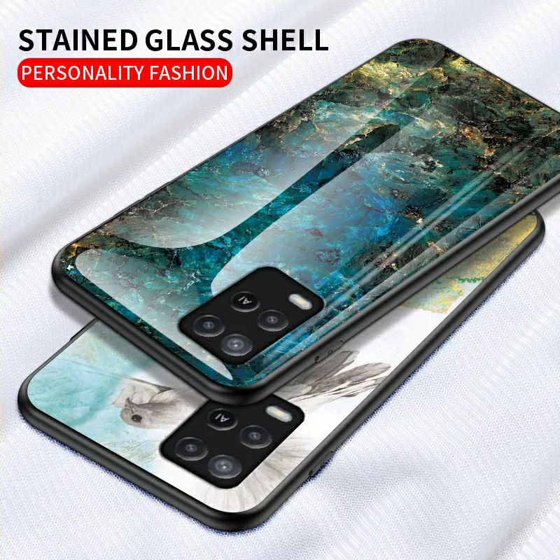 Marble Glass Case OPPO A54 4G OPPOA54 Softcase Casing Casing HP
