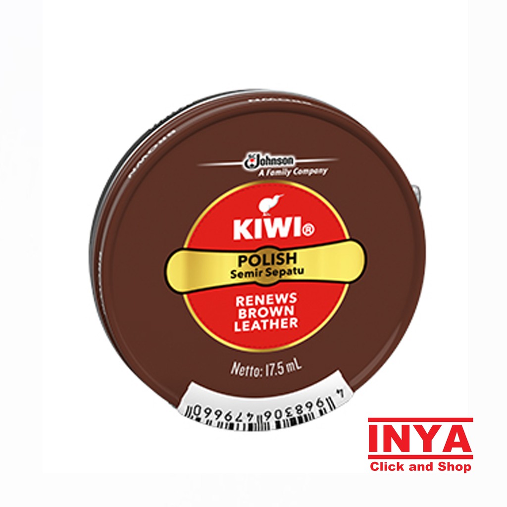 KIWI POLISH RENEWS BROWN LEATHER 17.5ml - Semir Sepatu Padat Coklat