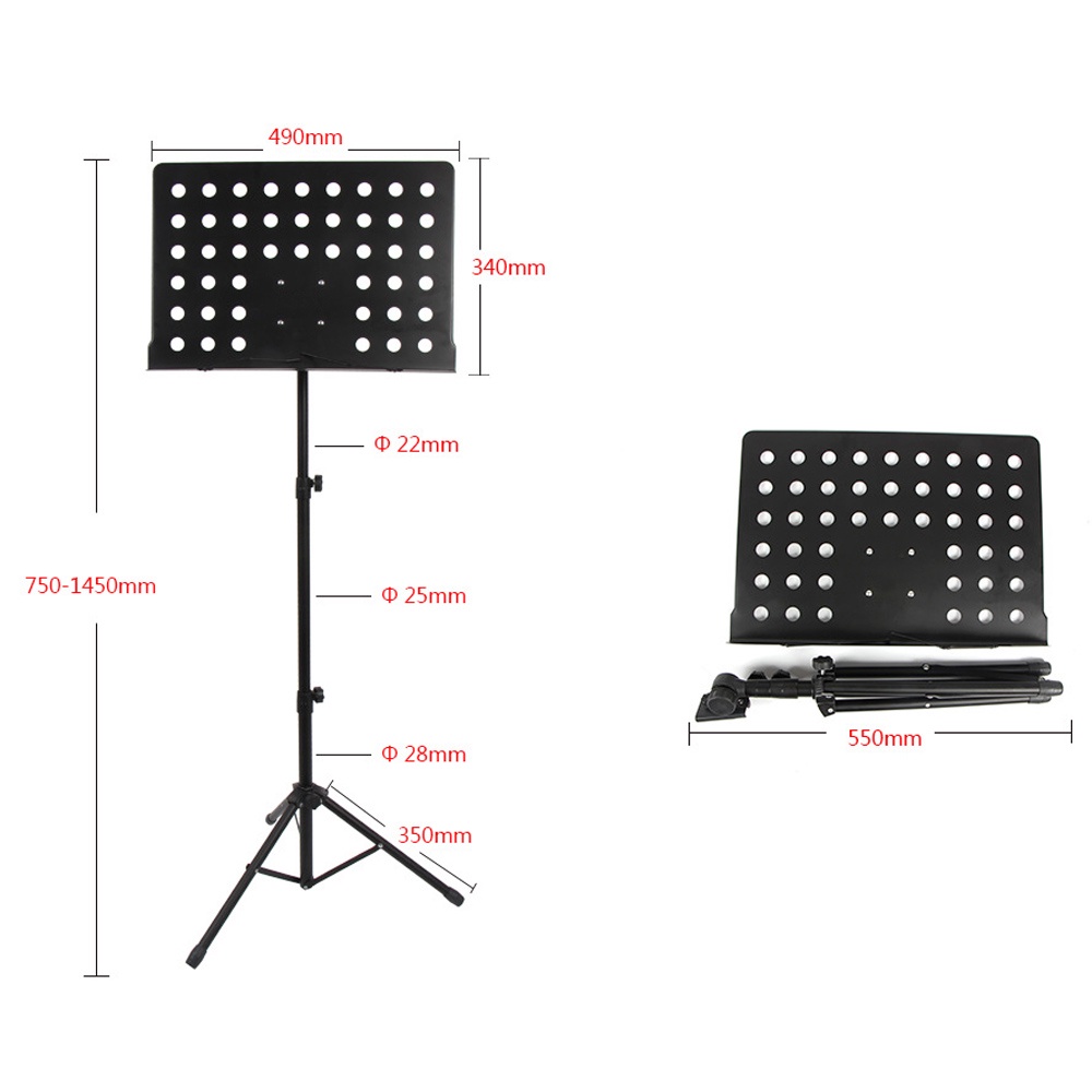 Tripod Stand Holder Partitur Musik Bahan Aluminum Alloy Tebal Tinggi Adjustable