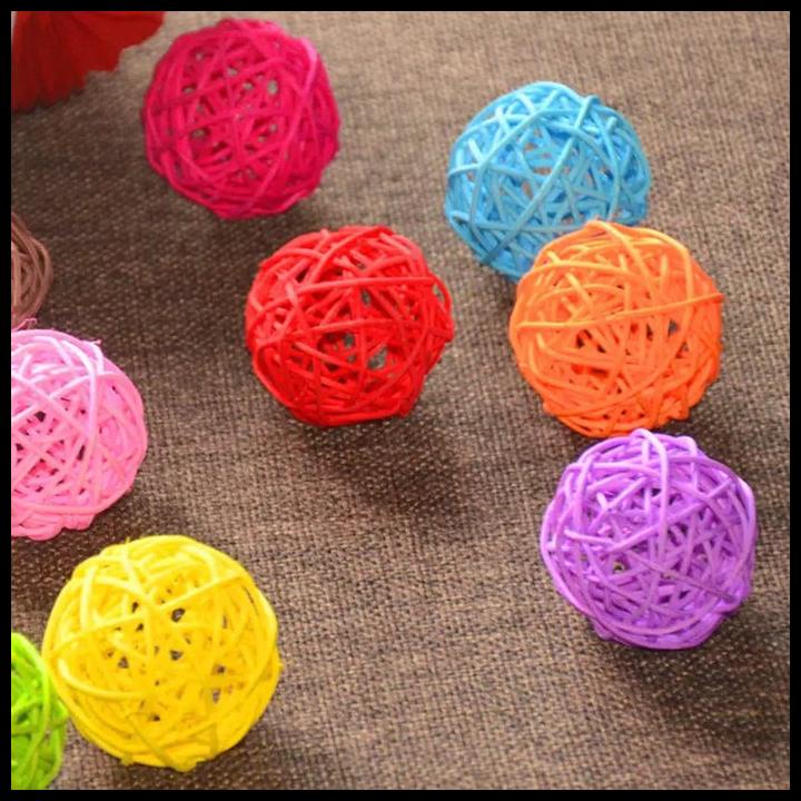 10pcs Bola Rotan Rattan Ball 3cm Mainan Gigit Burung Hewan Peliharaan FEFARM