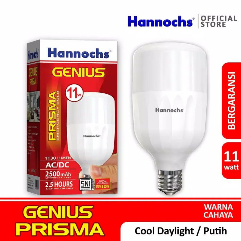 Lampu LED Hannochs Emergency Genius Prisma 11 Watt Putih