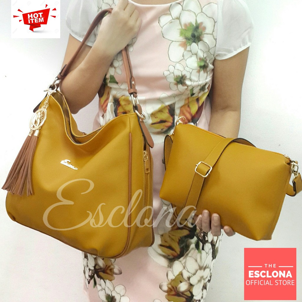 Tas wanita Import Batam Bag Esclona 022 Selempang Cewek Branded Cantik Grosir Fashion Murah Handbag Original Besar Kantor Kerja Kuliah Premium Super Populer Terbaru Terlaris Hobo Ibu Emak Dewasa Santai berpergian Shoulder Bahu