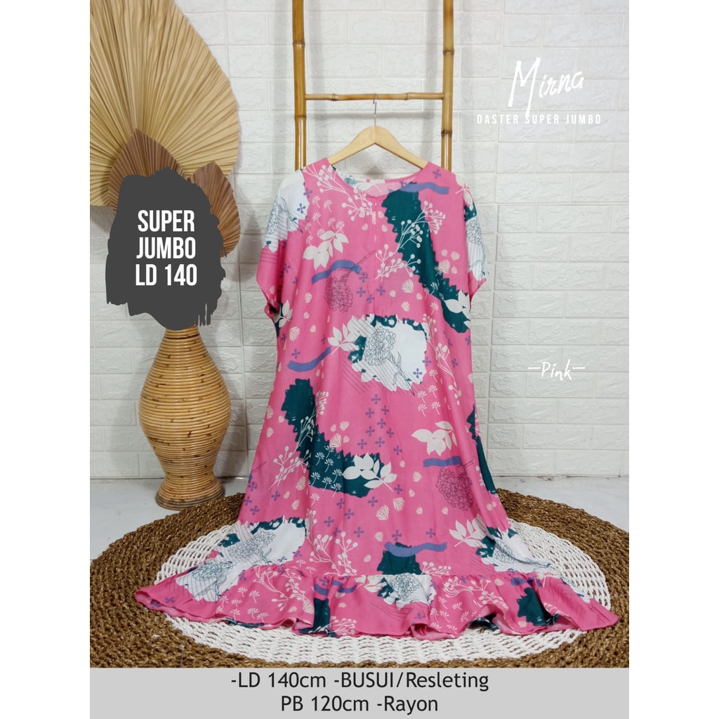 LD 140cm Daster Super Jumbo (42 Motif) (Part 2) dan  Daster Kaftan Viral LD 150cm Ruffle Big Size-Mirna Pink