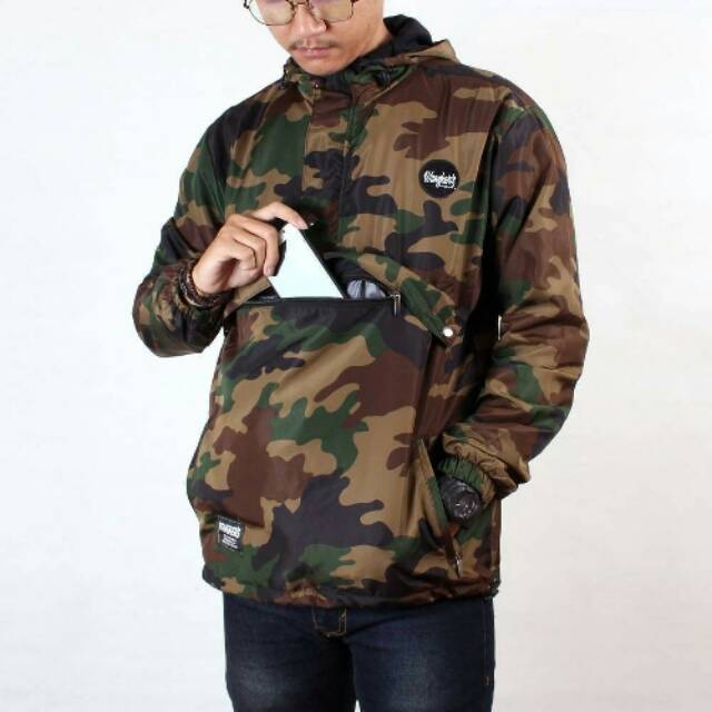 [COD] Akn- Jaket Pria Anti Air / Jaket Cagoule Windbreaker Camo Army Loreng Outdoor Taslan Parasut