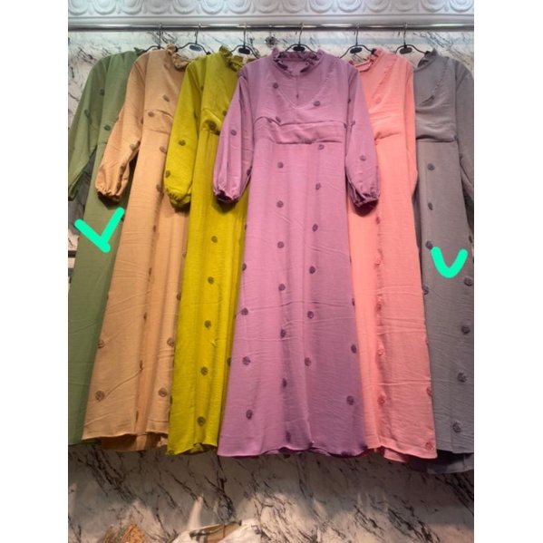 Midi Dress Miudis pompom Lesti | Gamis pompom Mint abu