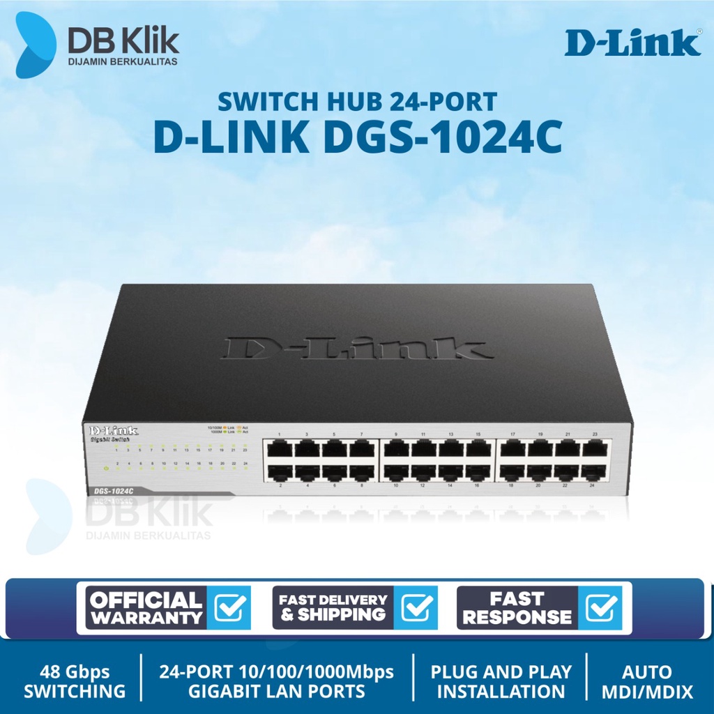 Hub Switch Dlink 24P DGS 1024C Metal