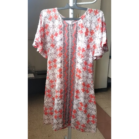 Preloved Dress Batik Cap Kombinasi Tulis peach