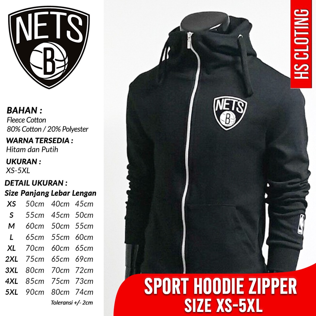 Jaket Basket XS-5XL Brooklyn Nets NBA Basketball Eastern Conference Team Hoodie Zipper Bahan Katun F