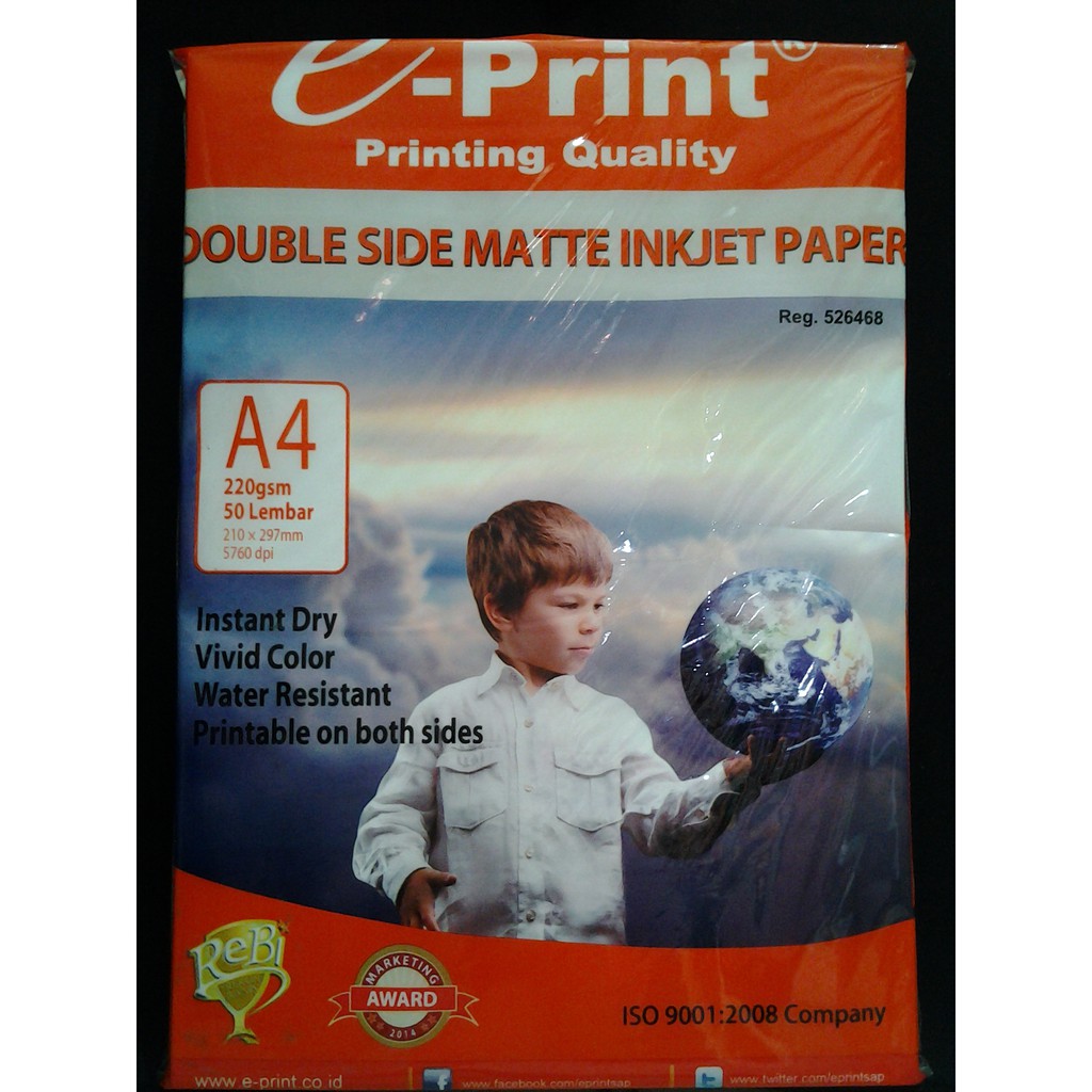

kertas photo double matte inkjet A4 220 gr e-print
