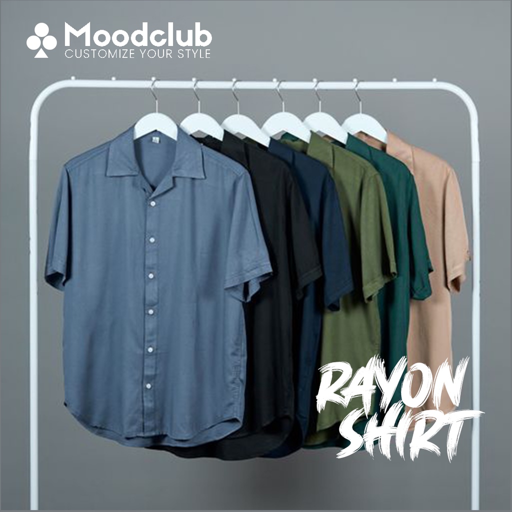 KEMEJA RAYON POLOS LENGAN PENDEK PRIA / COWO PREMIUM SHORT SHIRT