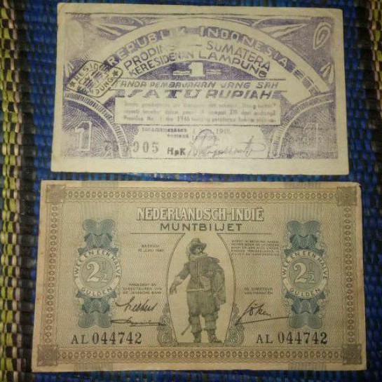 uang 2.5 munbiljet 1940 gratis uang 1 rupiah lampung sumatra